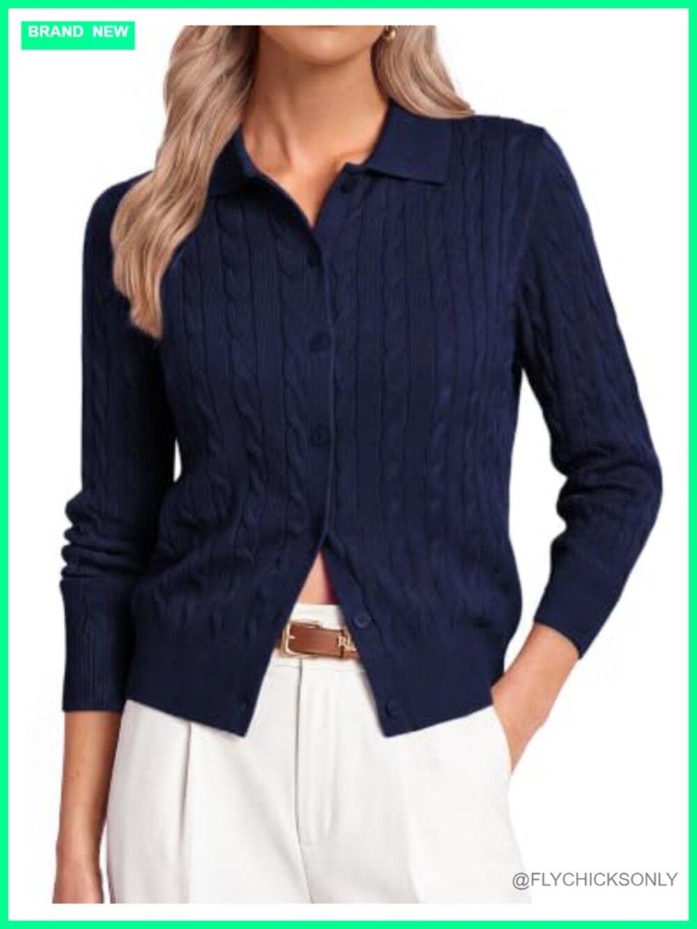 Cable Knit Cardigan Women Button Front Long Sleeve